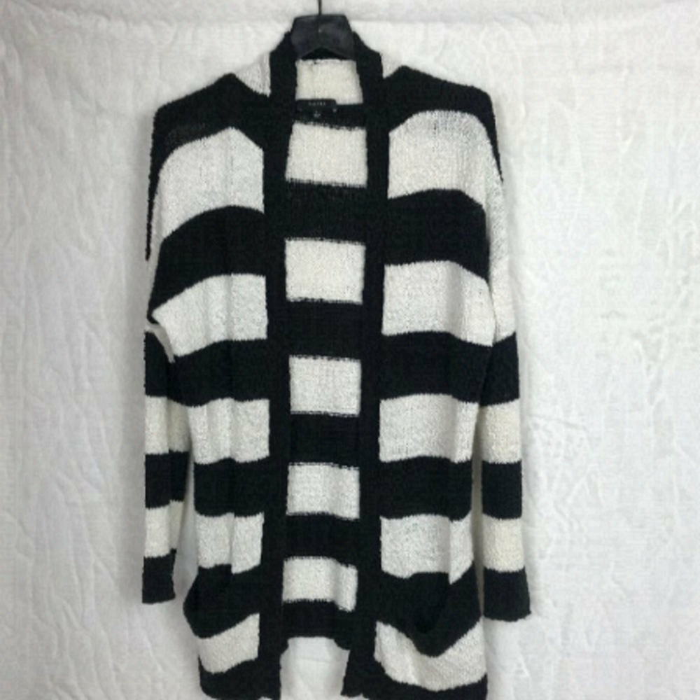 Talulah Black And White  Striped Open Cardigan Size S